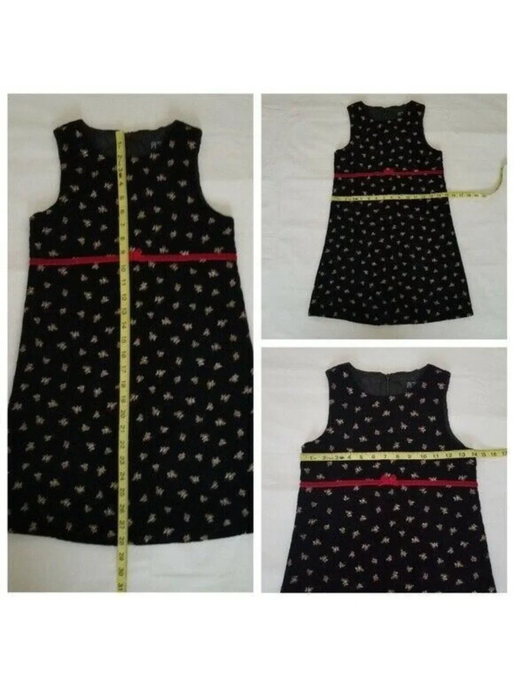 The Children’s Place Little Girls Embroidered Floral Black Velvet Dress Size 10